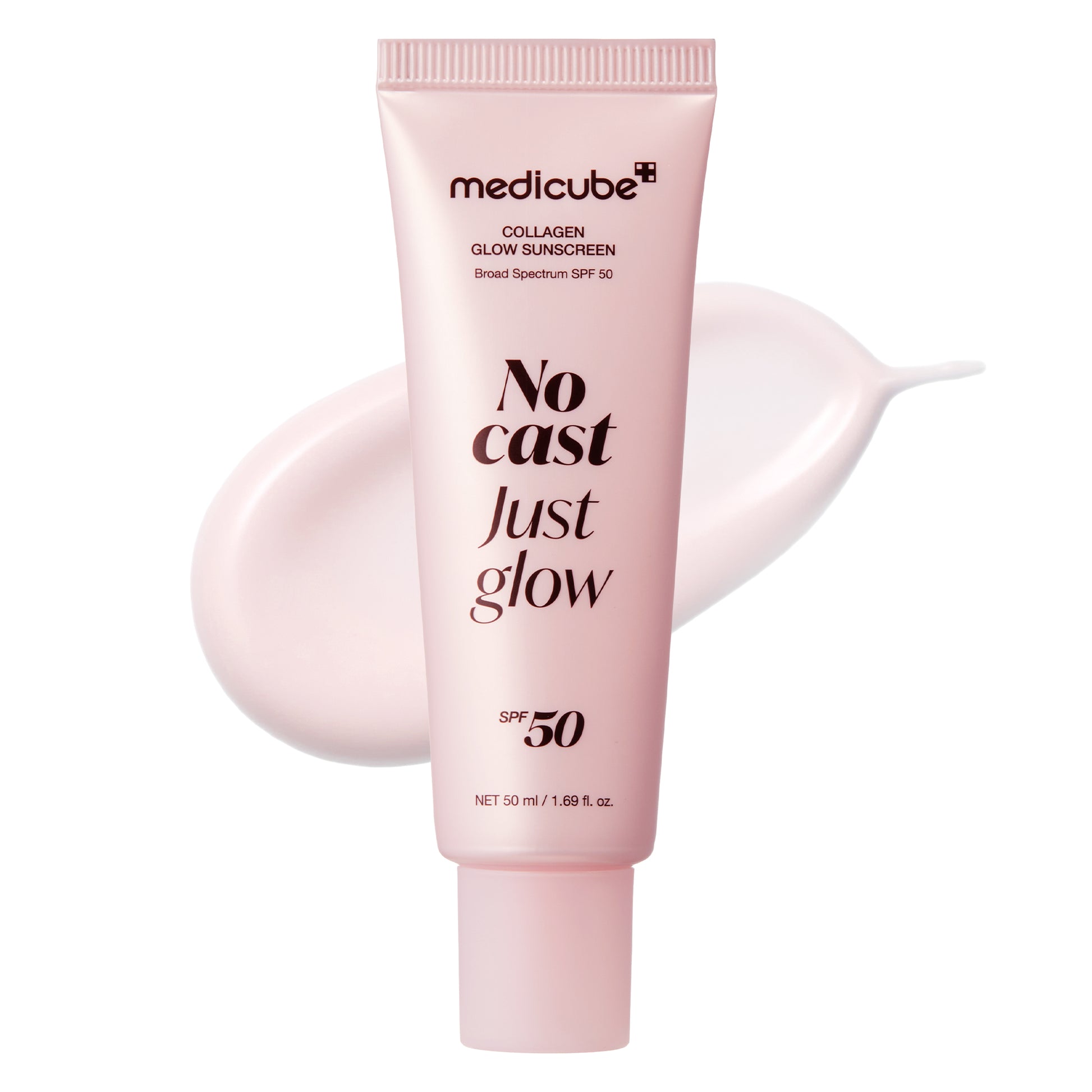 MEDICUBE Collagen Glow Sunscreen No Cast Just Glow SPF50 50ml مديكيوب واقي من اشعة الشمس يرطب البشرة، يقوي الحاجز، ويمنح إشراقة دون أثر أبيض