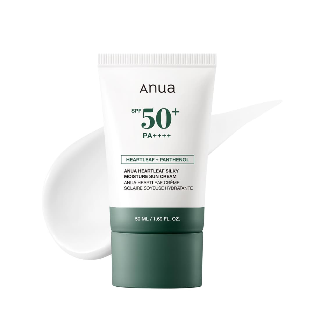 Anua  anua Heartleaf Silky Moisture Sun Cream SPF50+ - 50ml |أنوا كريم واقي شمس مرطب بعامل حماية SPF50+ – 50 