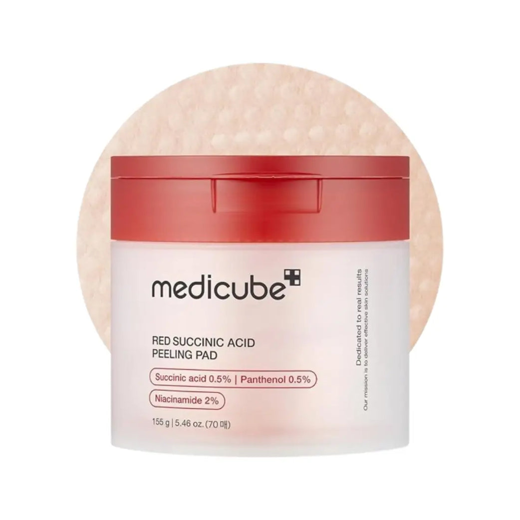 Medicube Red Succinic Acid Peeling 70 Pads - 155g | ميدي كيوب وسادات تقشير حمض السكسينيك الاحمر 70 وسادة - 155غ