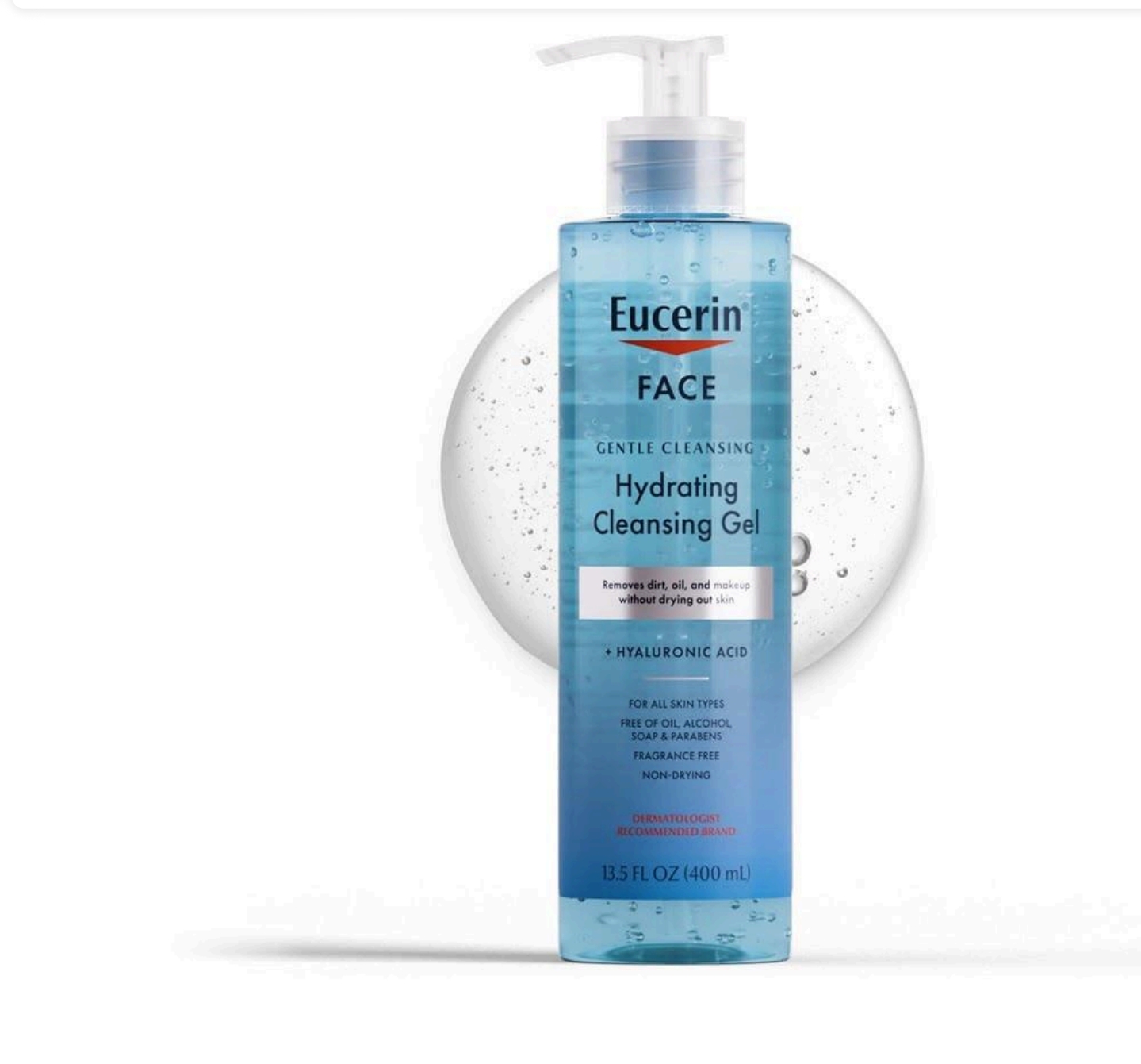 غسول الوجه المرطب Eucerin Face Hydrating Cleansing Gel بحمض الهيالورونيك (سعة 400 مل)