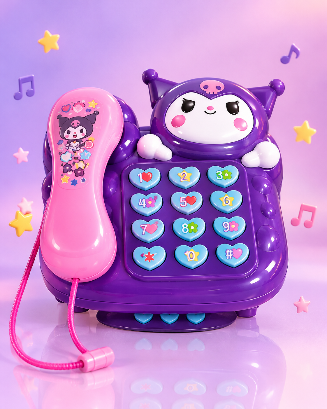 تلفون أطفال موسيقي بنفسجي ووردي ☎️