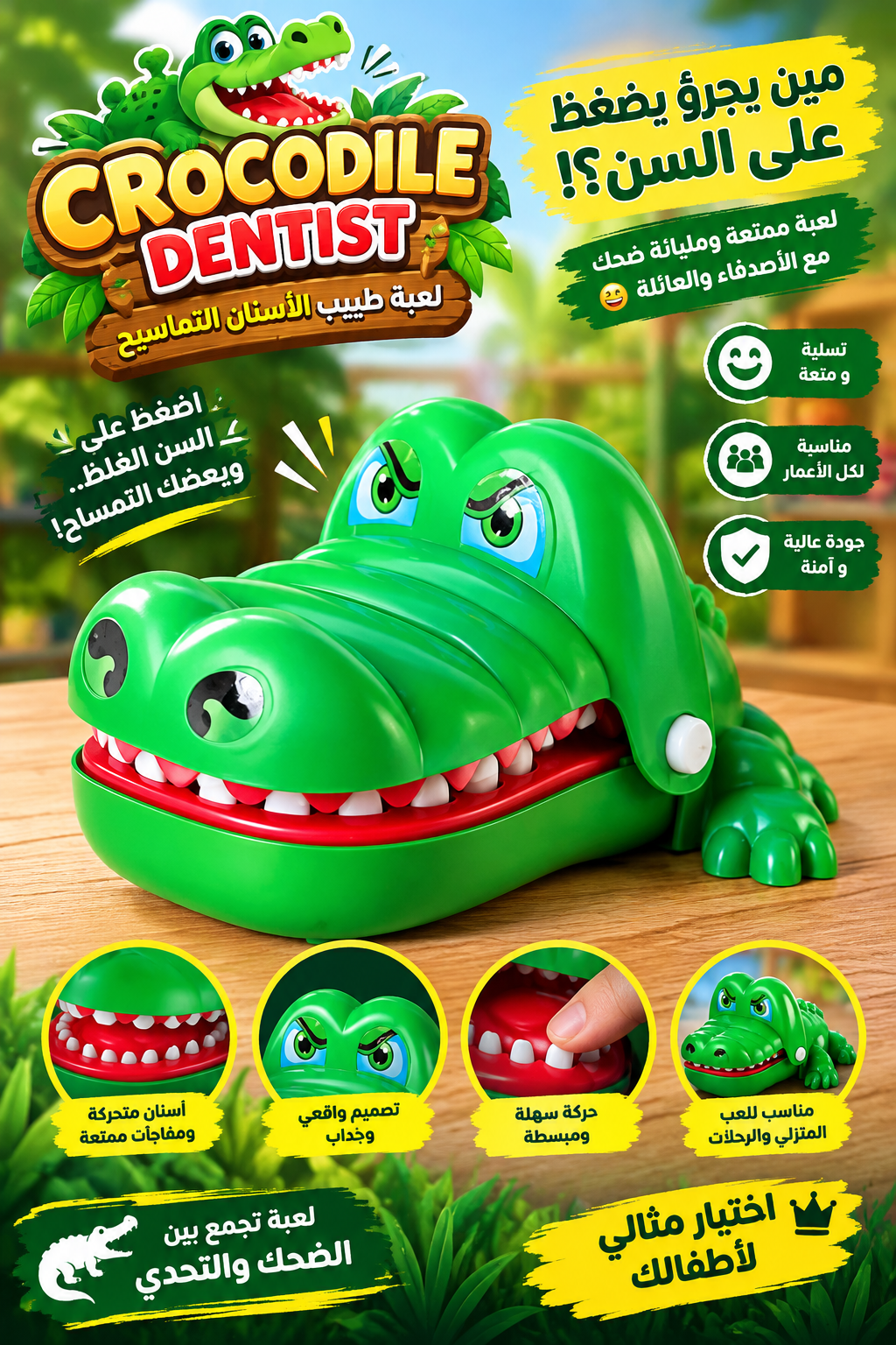 لعبة طبيب الأسنان التمساح الأخضر 🐊