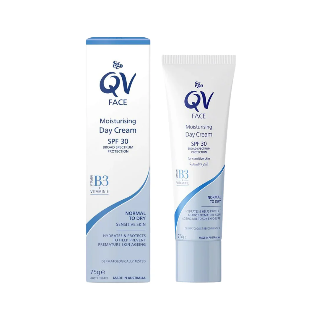 QV Moisturizing Face Cream SPF 30 - 75g | كيو في كريم مرطب مع حماية من اشعة الشمس spf30 - 75 غرام