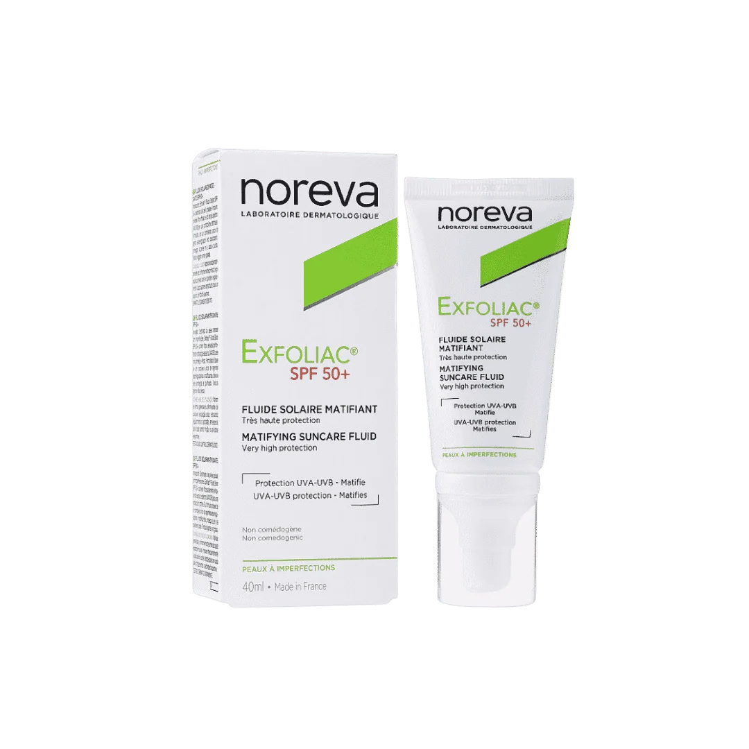 Noreva Exfoliac Matifying Suncare Fluid SPF 50+ - 40 ml | نوريفا واقي شمسي للبشرة الدهنية والمعرضة لحب الشباب مع عامل حماية من الشمس 50 - 40 مل