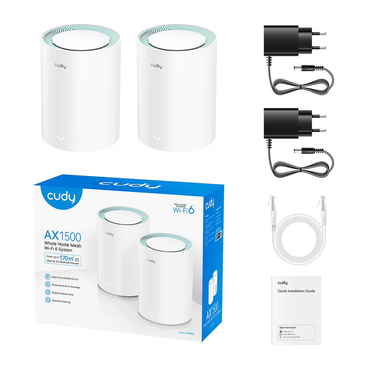 Cudy M1500 AX1500 Gigabit Mesh Wi-Fi 6 System 2-Pack