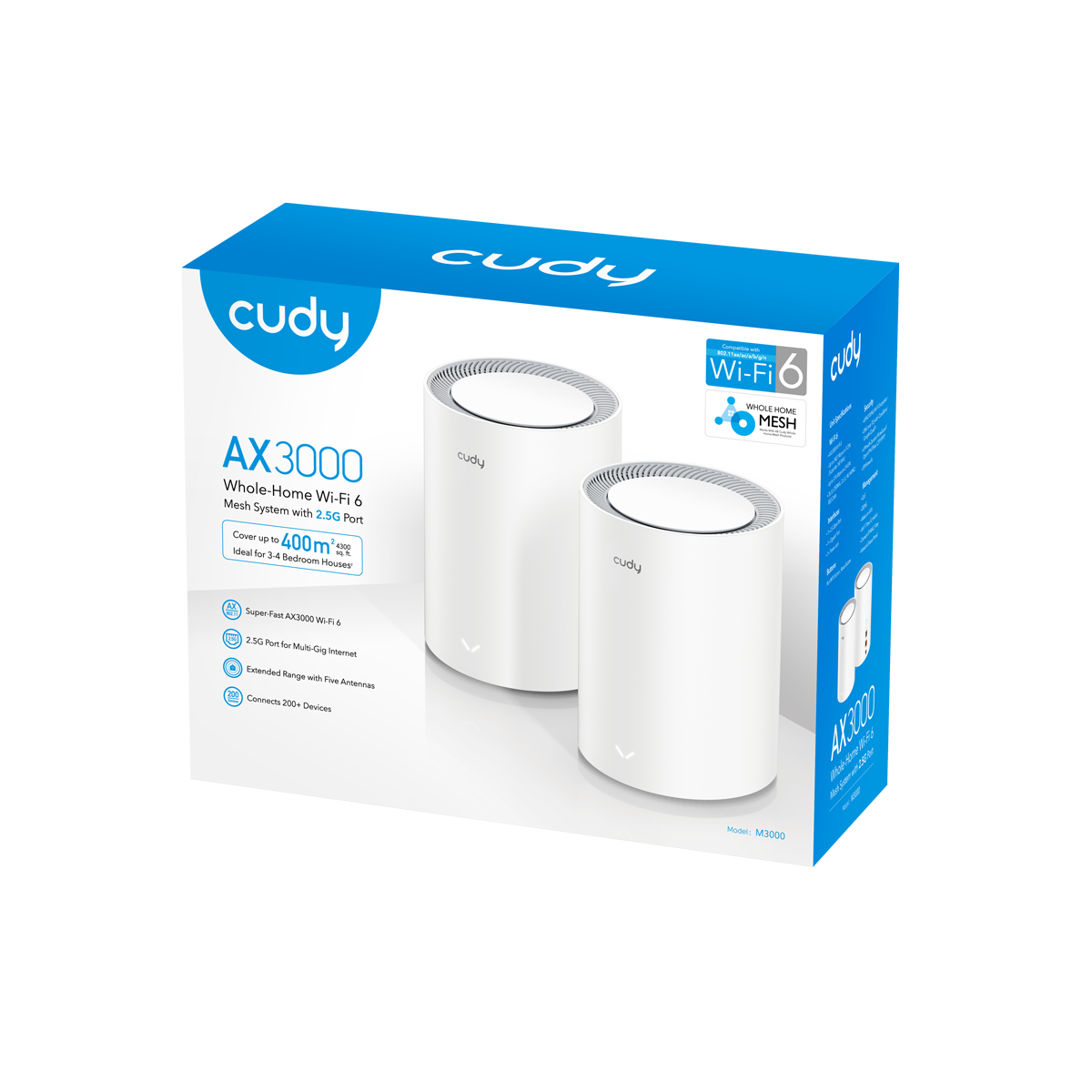 Cudy M3000 AX3000 2.5G Mesh Wi-Fi 6 System White 2-Pack