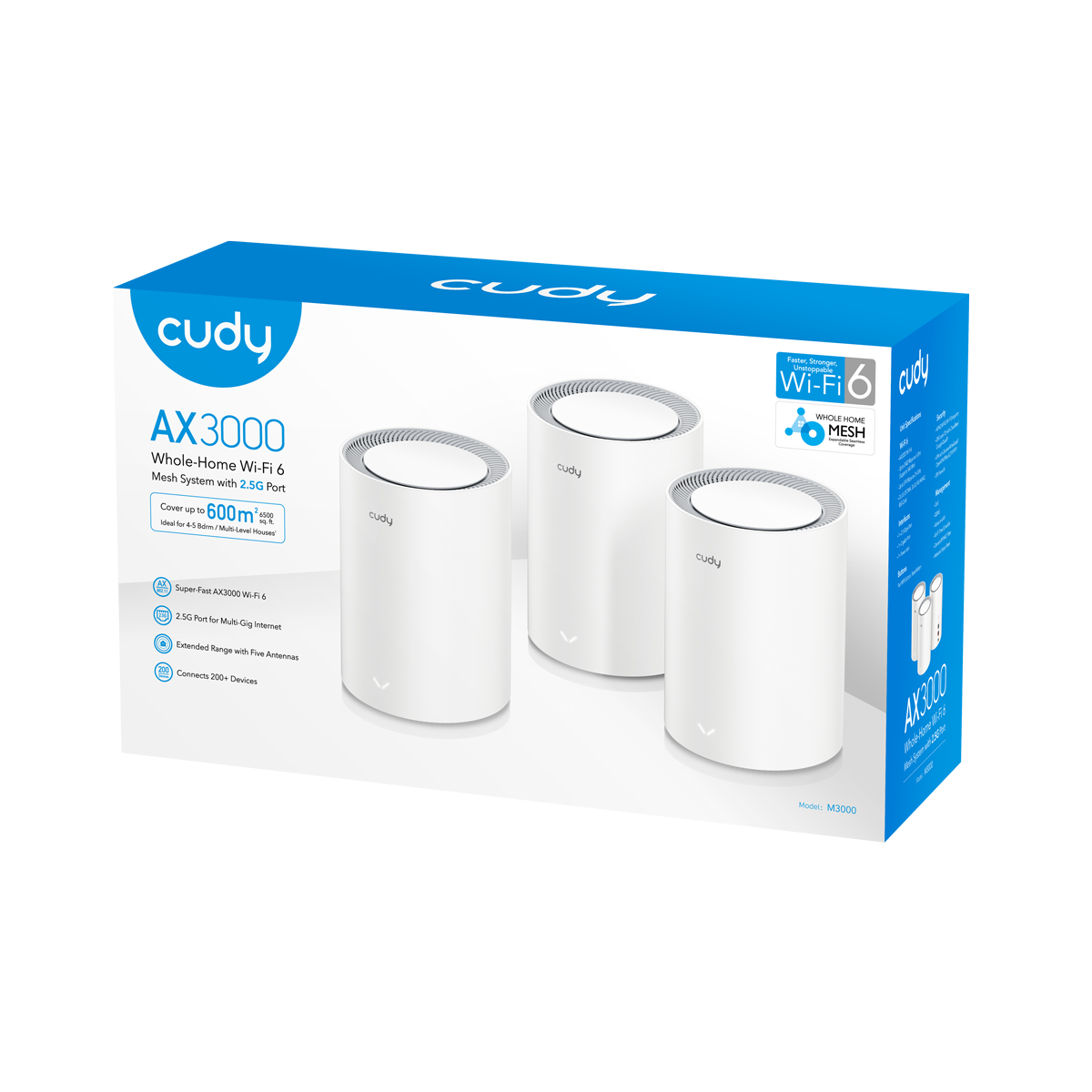 Cudy M3000 AX3000 2.5G Mesh Wi-Fi 6 System White 3-Pack